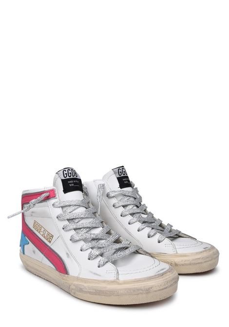 white pink and blue Slide high-top sneakers leather distressed effect GOLDEN GOOSE | GWF00115-F00470782338